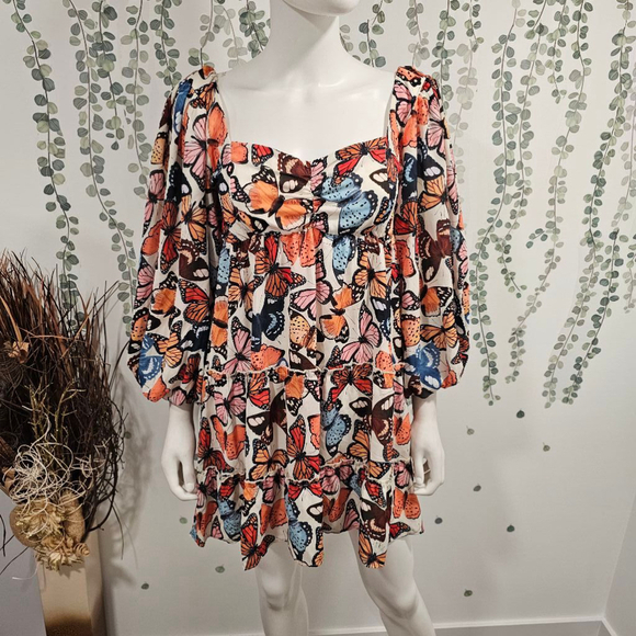 Show Me Your MuMu Mandi Mini Dress Sz M in Baileys Butterflies - Picture 3 of 13